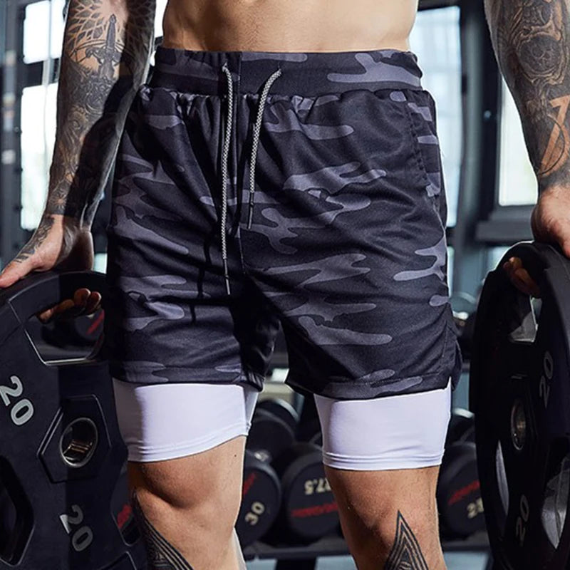 2022 Sport Shorts Men Sportswear Double-deck Running Shorts 2 In 1 Beach Bottoms Summer Gym Fitness Training Jogging Short Pants